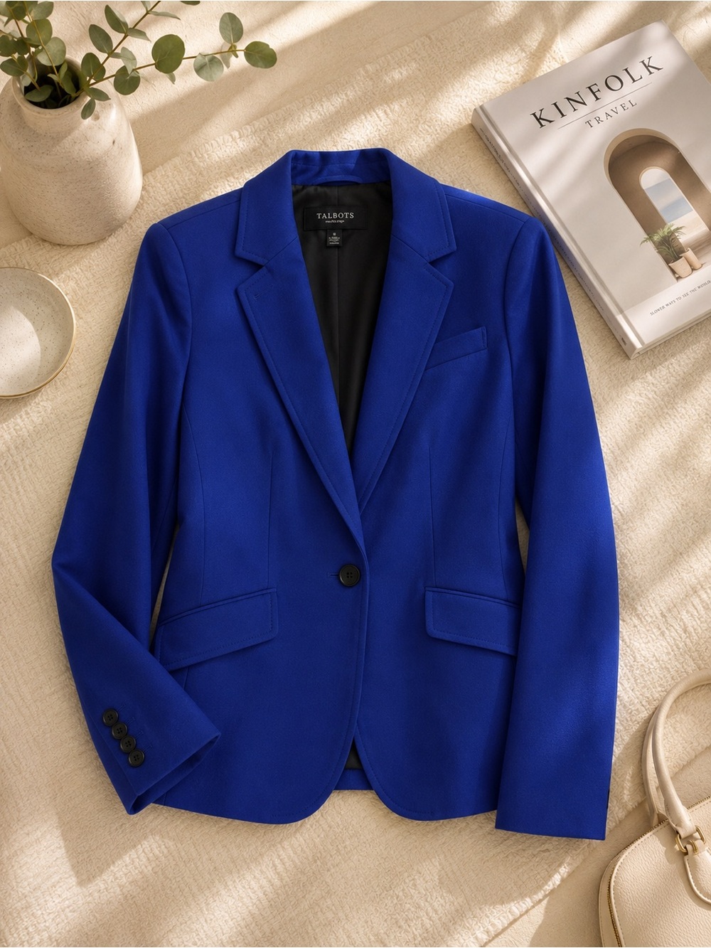 TALBOTS Cobalt Blue 99% Wool Tailored Blazer | Size 8